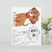 Kleurplaat met een malse cartoonhond (Staand voorkant)