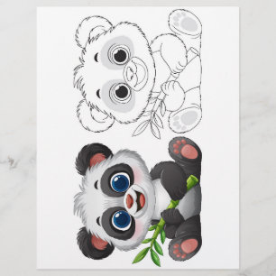 Kleurplaat met een malse cartoonpanda flyer