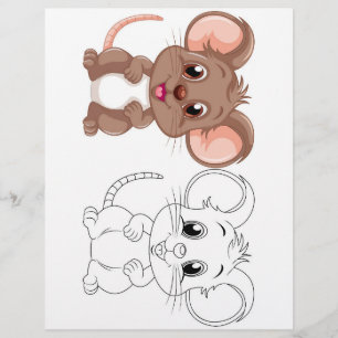 Kleurplaat met een malse cartoonrat flyer