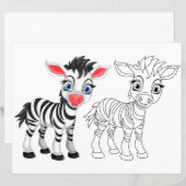 Kleurplaat met een malse cartoonzebra (Voorkant / Achterkant)