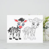 Kleurplaat met een malse cartoonzebra (Staand voorkant)