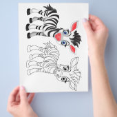 Kleurplaat met een malse cartoonzebra flyer (Hand)