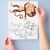 Kleurplaat met een mops cute cartoon aap flyer (Hand)