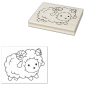 Kleurplaat met een schattig lammetje rubberstempel (Gestempeld)