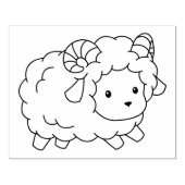 Kleurplaat met een schattig lammetje rubberstempel (Afrduk)