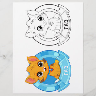 Kleurplaat met een schattige cartoonkat flyer