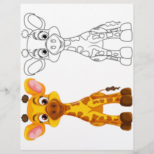 Kleurplaat met een schattige giraffe flyer