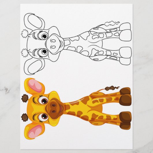 Kleurplaat met een schattige giraffe flyer (Voorkant)