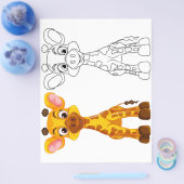 Kleurplaat met een schattige giraffe flyer (Enkel)