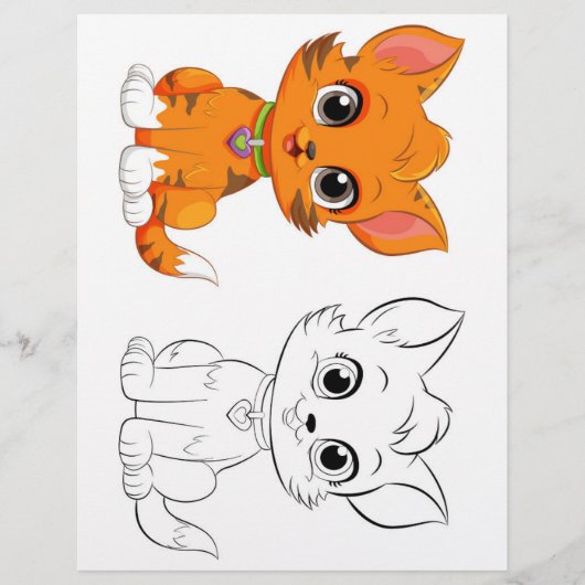 Kleurplaat met een schattige kat flyer (Voorkant)