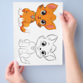 Kleurplaat met een schattige kat flyer (Hand)