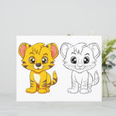 Kleurplaat met een schattige tijger (Staand voorkant)