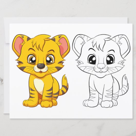 Kleurplaat met een schattige tijger (Voorkant)