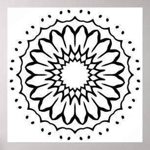Kleurplaat met Eenvoudige Bloem Mandala en Dikke B Poster
