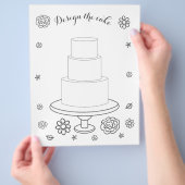 Kleurplaat met geïllustreerde trouwactiviteitcake flyer (Hand)