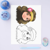 Kleurplaat met hoofd van pop uit een leuk stripver flyer (Enkel)