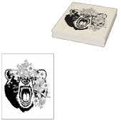 Kleurplaat met kunst van een grizzlybeer dier rubberstempel (Gestempeld)