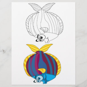 Kleurplaat met leuke cartoonvis flyer