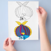 Kleurplaat met leuke cartoonvis flyer (Hand)