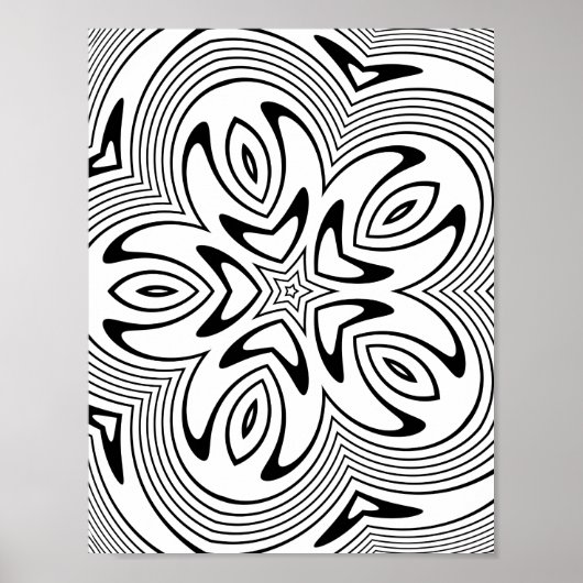 Kleurplaat met vet abstract ster wervelpatroon poster (Voorkant)