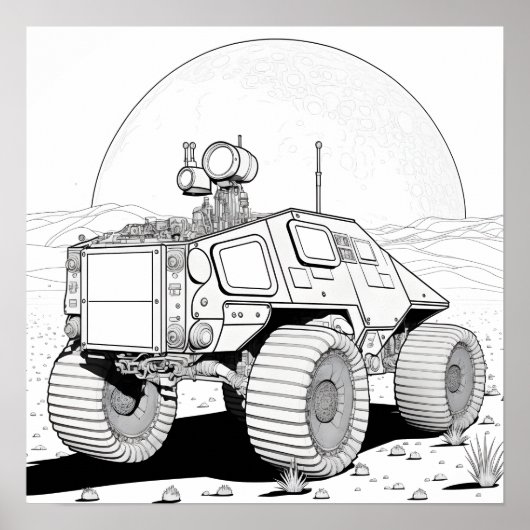 Kleurplaat - Planet Rover, kleur je eigen kleur Poster (Voorkant)