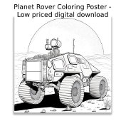 Kleurplaat - Planet Rover, kleur je eigen kleur Poster