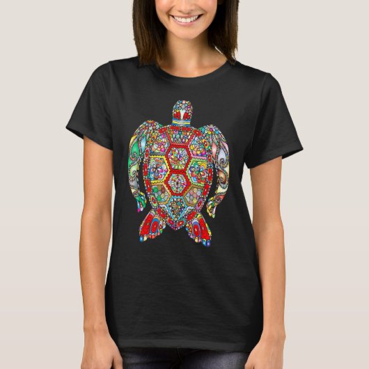 Kleurplaat Regenboog Zeeschildpad T-shirt (Voorkant)