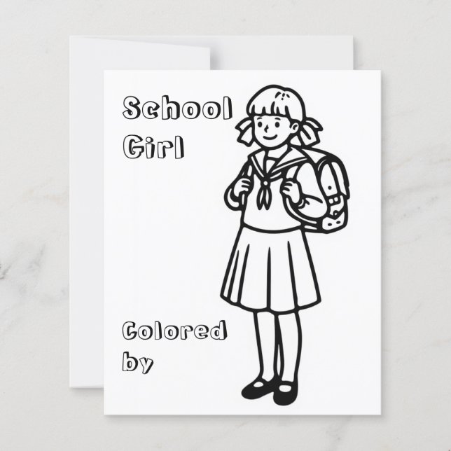 Kleurplaat.. schoolmeisje (Voorkant)