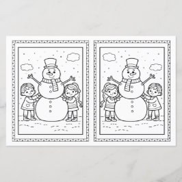 Kleurplaat Sneeuwman Kerstkaart voor Kinderen