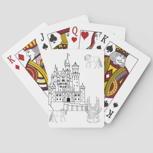 Kleurplaat speelkaarten kasteel (Achterkant)