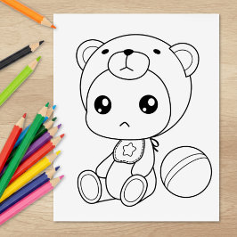 Kleurplaat van een babyjongen of -meisje in een be rubberstempel