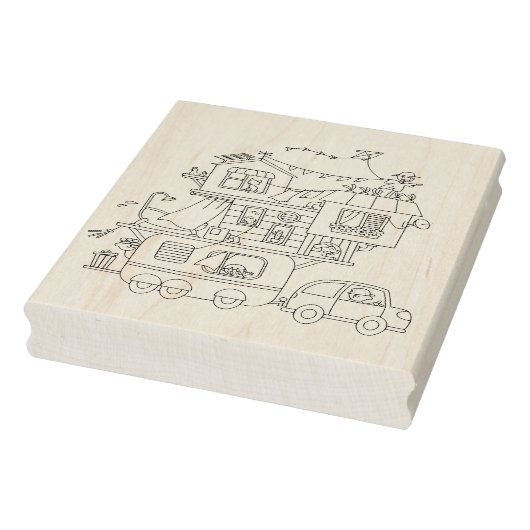 Kleurplaat van een gezinscampingwagen rubberstempel (Stempel)