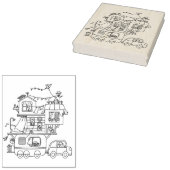 Kleurplaat van een gezinscampingwagen rubberstempel (Gestempeld)