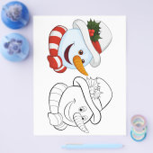 Kleurplaat van een leuk sneeuwmannetje flyer (Enkel)