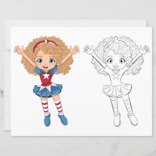 Kleurplaat van een schattig dansend meisje (Voorkant)