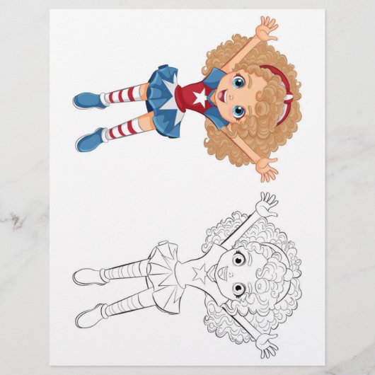 Kleurplaat van een schattig dansend meisje flyer (Voorkant)