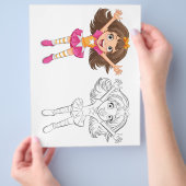 Kleurplaat van een schattig dansend meisje flyer (Hand)