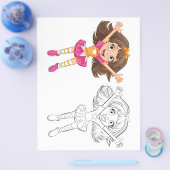 Kleurplaat van een schattig dansend meisje flyer (Enkel)