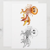 Kleurplaat van een schattige cartoon octopus (Voorkant / Achterkant)