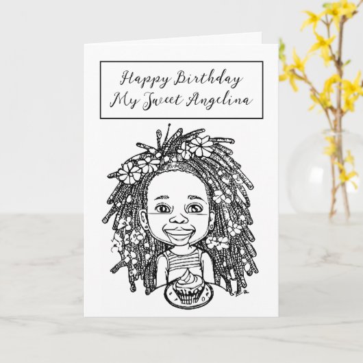 Kleurplaat Verjaardag Kaart (Gele Bloem)