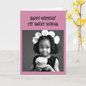 Kleurplaat | Verjaardag van kleine meisjes Kaart (Gele Bloem)