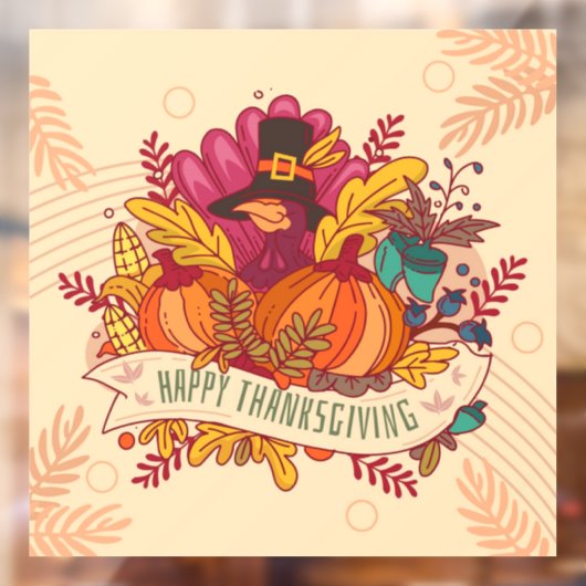 Kleurplaat voor Thanksgiving ramensticker Raamsticker (Vel 2)