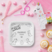 Kleurplaten Activiteit leuk Leuk Feest Dinosaur Sq Papieren Bordje (Feest)