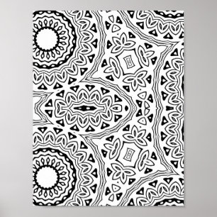 Kleurplaten Ontwerp met een Krachtig Bloem Motief Poster
