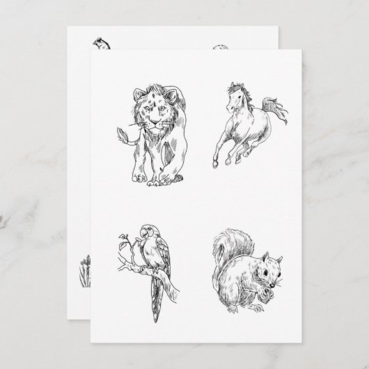 Kleurplaten Schets voor kinderen Kaart (Voorkant / Achterkant)