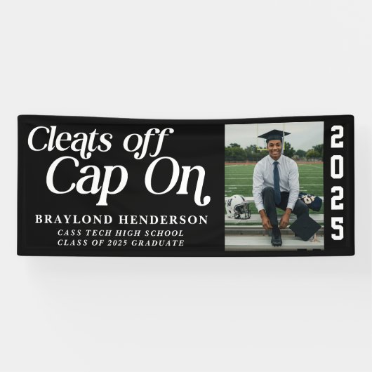 Kleurplaten uit, Pet op atleet Afstuderen Foto Spandoek (Horizontaal)