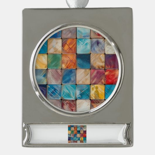 Kleurpleinen Verzilverd Banner Ornament (Voorkant)