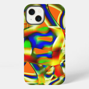 Kleurpleisters op gekraakte groenbeige strepen iPhone 13 hoesje