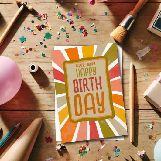 Kleurplezier vrolijk gelukkige verjaardag eenvoudi bedankkaart