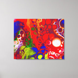 KleurPop Red Blue Fluid Art Canvas Afdruk